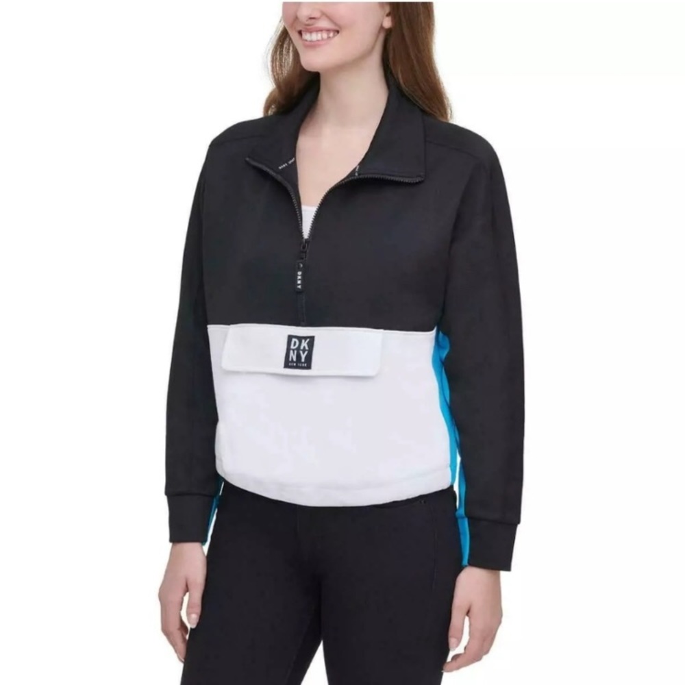 DKNY SPORT • Half-Zip Pullover Contrast Top Size M